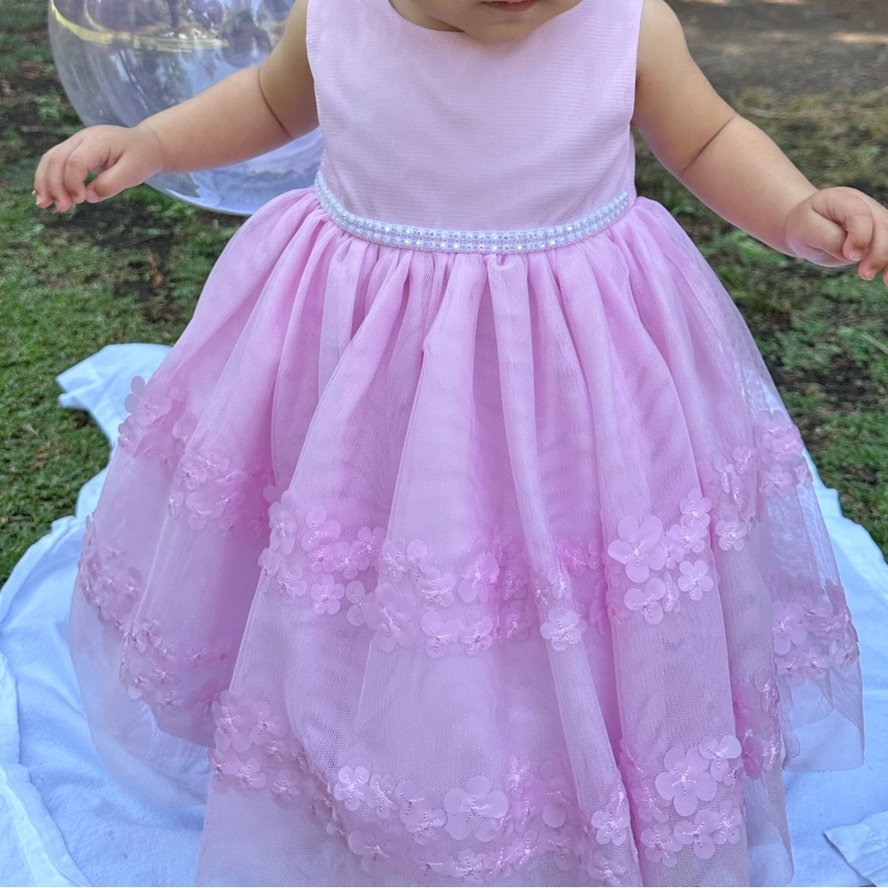 Blueberi Boulevard Pink Dress with Floral Details